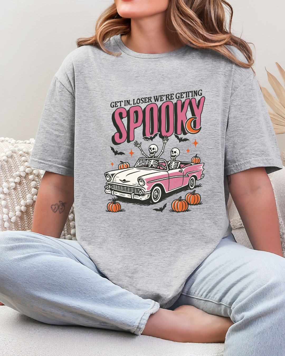 Get In Loser We’re Getting Spooky Skeleton Halloween Tee